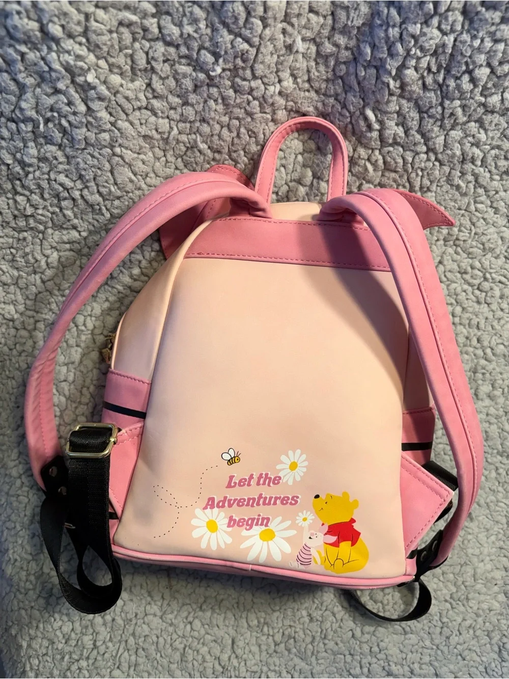 Loungefly Winnie the Pooh Pink Piglet Mini Backpack with Daisies.